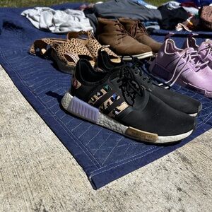 adidas Black Sneakers with Leopard Stripe and Lavender Accents